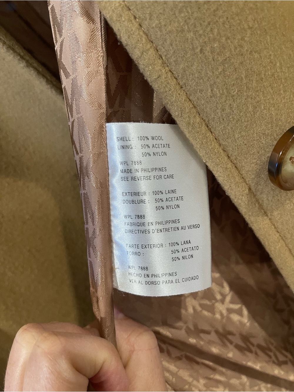 Michael Kors Camel Long Notch-Collar Wool Coat - Picture 9 of 10